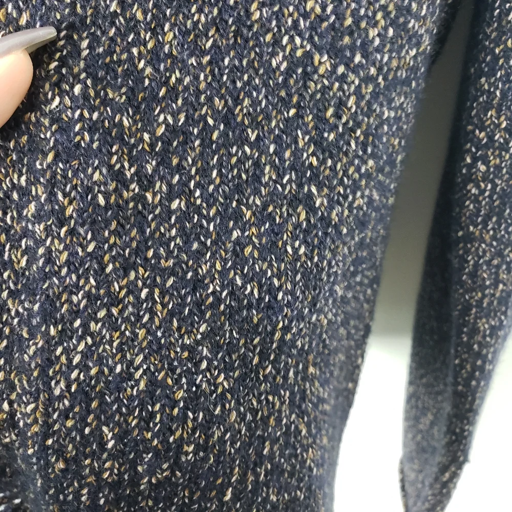 Eileen Fisher Wool Blue Fringed Edge Cardigan